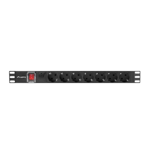 LISTWA ZASILAJĄCA RACK PDU 19" 1U 16A 7X SCHUKO 2M LANBERG - obrazek 4