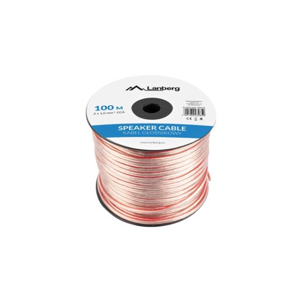 Kabel PRZEWÓD GŁOŚNIKOWY 1m 2x1,0mm CCA Lanberg Solidny HQ Zasilający Bezbarwny
