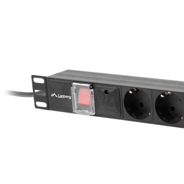 LISTWA ZASILAJĄCA RACK PDU 19" 1U 10A 7X SCHUKO 2M CZARNA C14 LANBERG - obrazek 4