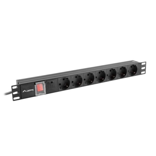 LISTWA ZASILAJĄCA RACK PDU 19" 1U 10A 7X SCHUKO 2M CZARNA C14 LANBERG