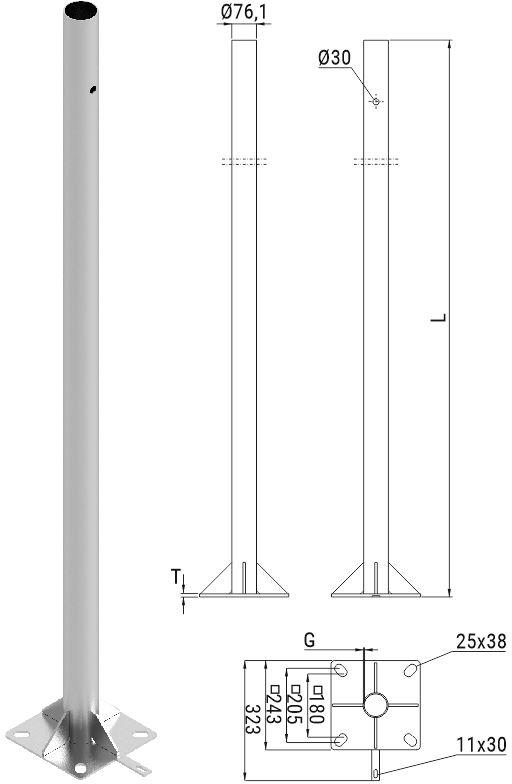 Słup ATS SKAMP1/5 pod montaż kamer CCTV