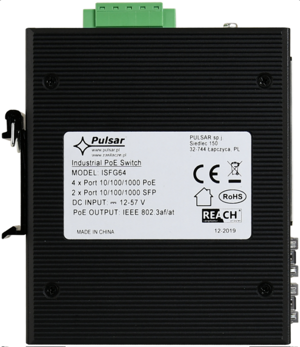 Switch przemysłowy ISFG64 PULSAR (4xPoE, 2xSFP) - obrazek 2