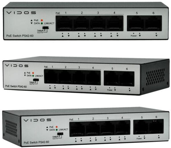 Switch PoE 4 portowy VIDOS ONE PS 42/60 - obrazek 2