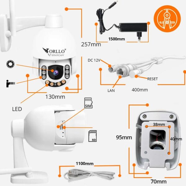 Kamera IP Orllo Z7 Pro zewnętrzna obrotowa GSM 4MPx - obrazek 2