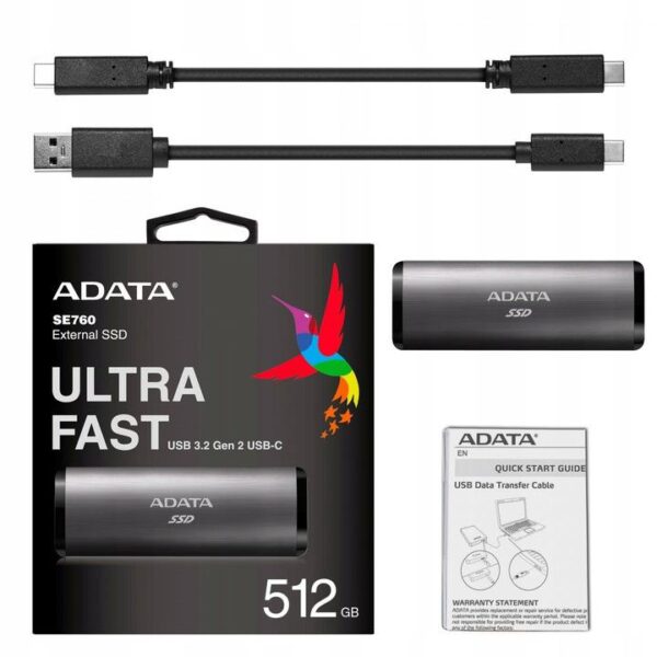 Adata Dysk zewnętrzny SSD SE760 512GB Tytanowy - obrazek 2