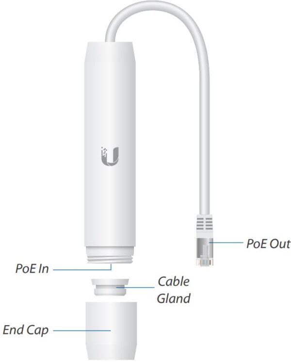 UBIQUITI Instant PoE Outdoor Adapter 48V 802.3af GIGABIT (INS-3AF-O-G) - obrazek 2