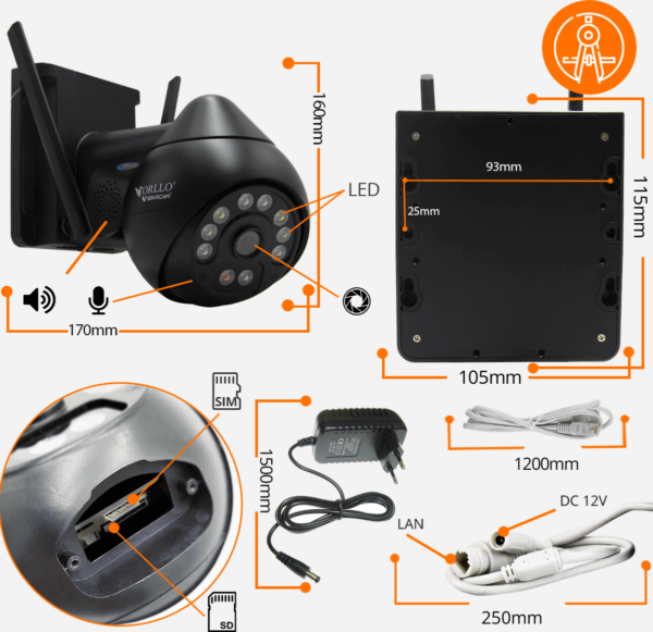 Kamera IP Orllo Z8 Pro WiFi Zewnętrzna Obrotowa Night Color 4MP - obrazek 3