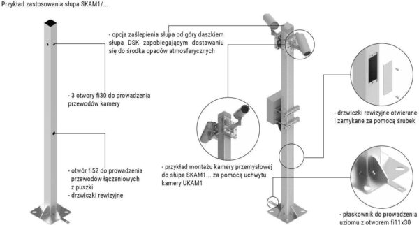 Słup ATS SKAM1/4 pod montaż kamer CCTV - obrazek 3