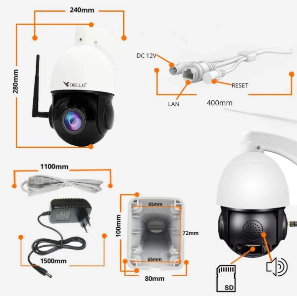 Kamera IP ORLLO Z10 Zewnętrzna Obrotowa WiFi 4Mpx ZOOM x18 POE - obrazek 4