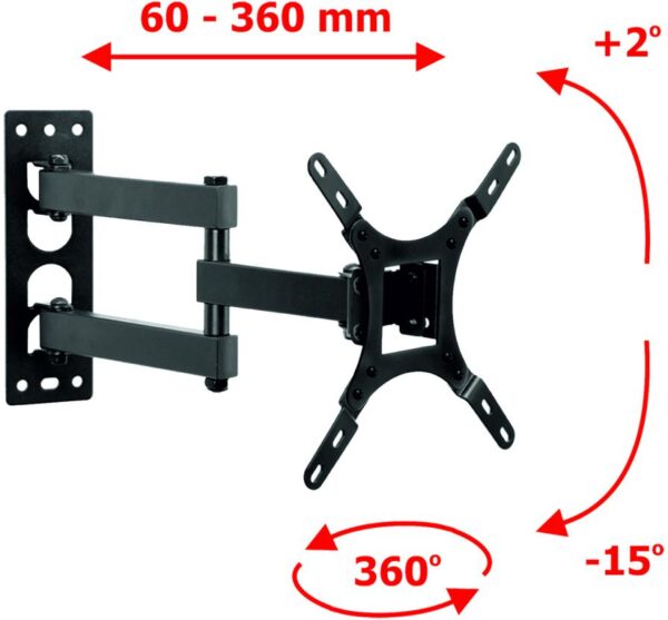 UCHWYT DO TV LCD/LED 17-42" 25KG AR-57A  ART reg.pion/poziom - obrazek 5