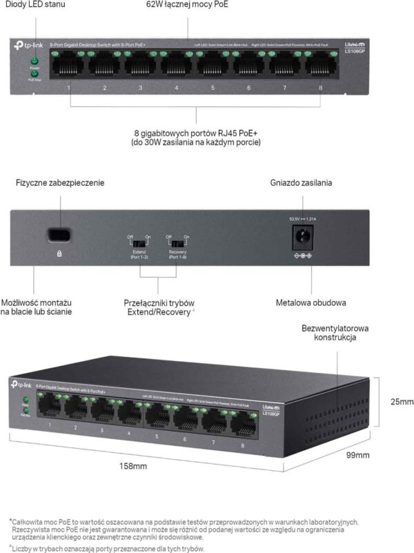 SWITCH TP-LINK LS108GP - obrazek 6