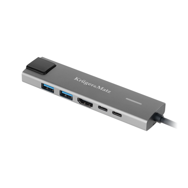 Adapter HUB USB-C typ C HDMI USB3.0 USB-C RJ45 PD MacBook M1 M2 rozdzielacz
