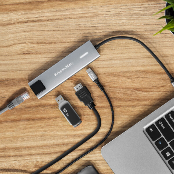 Adapter HUB USB-C typ C HDMI USB3.0 USB-C RJ45 PD MacBook M1 M2 rozdzielacz - obrazek 5