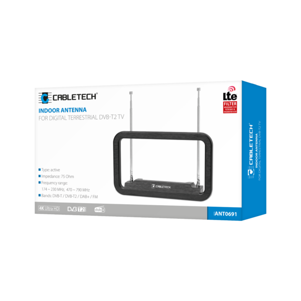 Antena pokojowa DVB-T2 TV DAB+ FM filtr LTE wewnętrzna aktywna Cabletech - obrazek 3