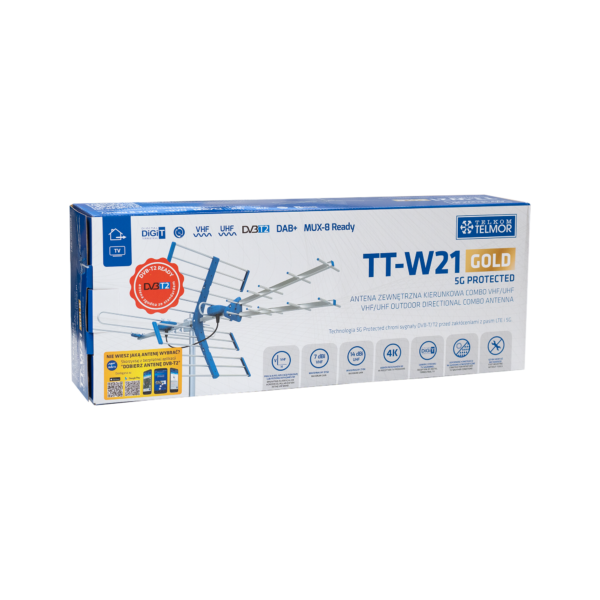 Antena DVB-T2 TV VHF UHF TT W21 Gold COMBO 5G Protected filtr Telkom Telmor - obrazek 6