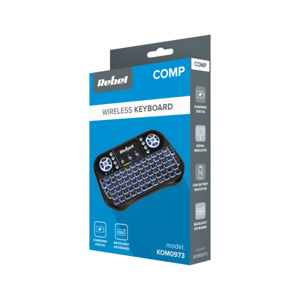 Mini klawiatura bezprzewodowa SMART TV LED USB 2.4 GHz touchpad Rebel Q5 - obrazek 6