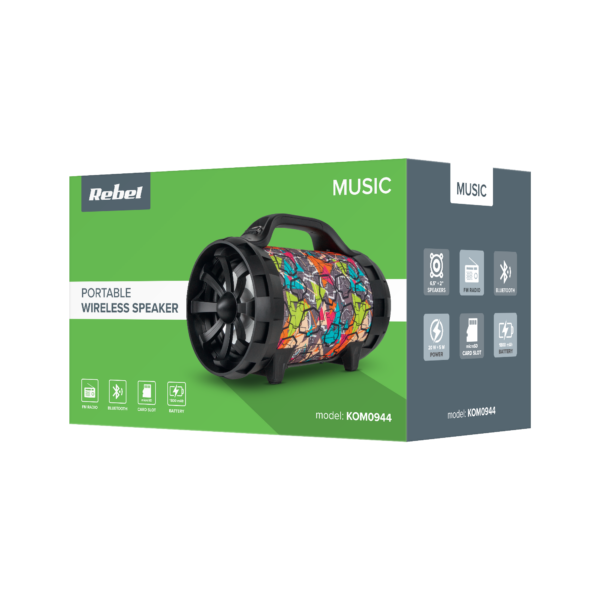 Głośnik karaoke BT mikrofon FM USB AUX Rebel - obrazek 7