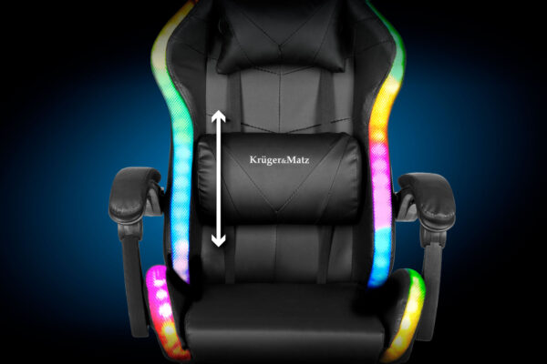 Fotel gamingowy kubełkowy obrotowy podświetlany LED RGB + podnóżek krzesło - obrazek 7