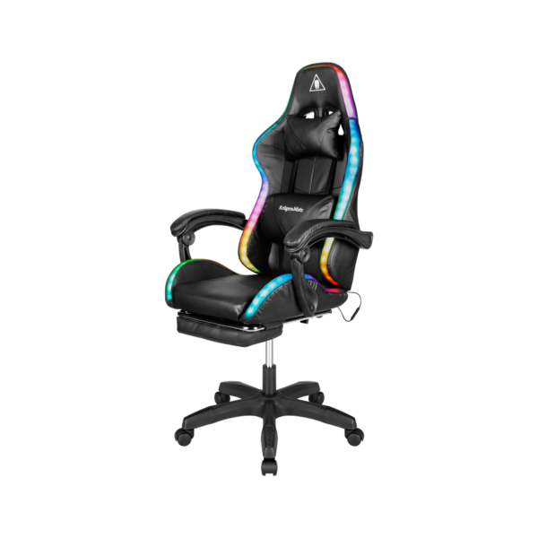 Fotel gamingowy kubełkowy obrotowy podświetlany LED RGB + podnóżek krzesło - obrazek 2