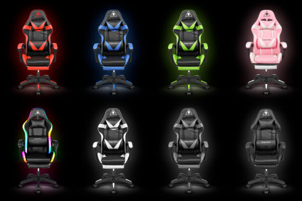 Fotel gamingowy kubełkowy obrotowy podświetlany LED RGB + podnóżek krzesło - obrazek 16
