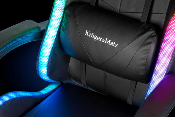 Fotel gamingowy kubełkowy obrotowy podświetlany LED RGB + podnóżek krzesło - obrazek 13