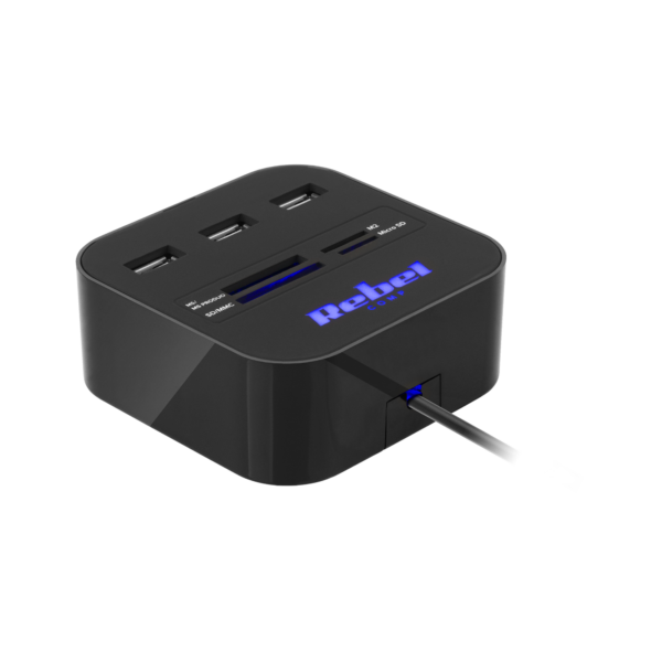 HUB USB 2.0 Rebel Rozgałęźnik Rozdzielacz Portów 480 Mb/s MicroSD