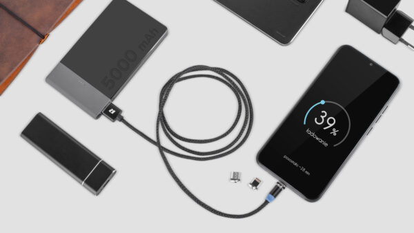 Kabel magnetyczny USB - USB-C typ C lightning iPhone micro USB 3w1 1m Rebel - obrazek 4