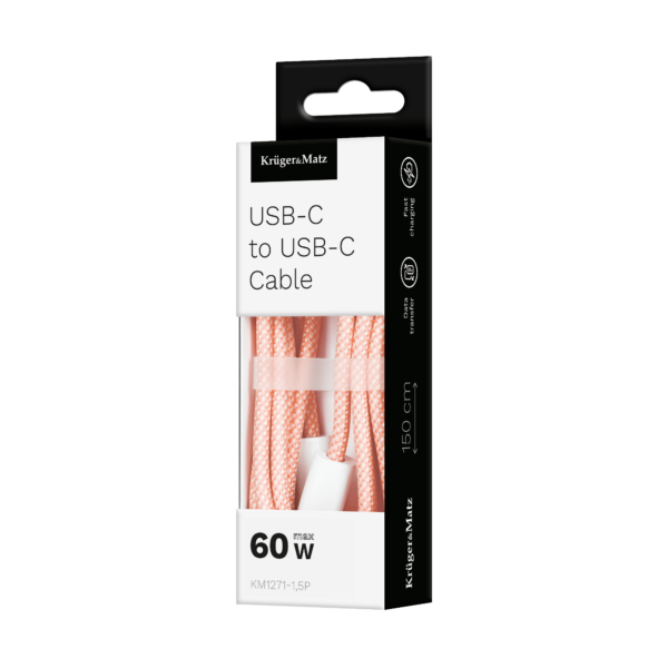 Kabel USB typu C - USB typu C 60 W 1,5 m różowy Kruger&Matz Basic - obrazek 4
