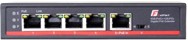 SWITCH POE GETFORT 4GE+1GE 90W (POE-IN)