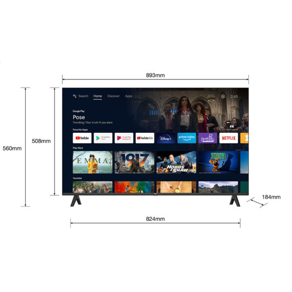 Telewizor TCL 40" FHD AndroidTV DVB-T2/C/S2 H.265 HEVC Bezramkowy - obrazek 7