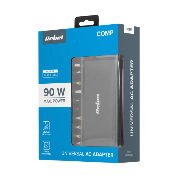 Zasilacz uniwersalny Rebel 11 końcówek 90 W 15-20 V automatyczny z funkcją Power Delivery - obrazek 4